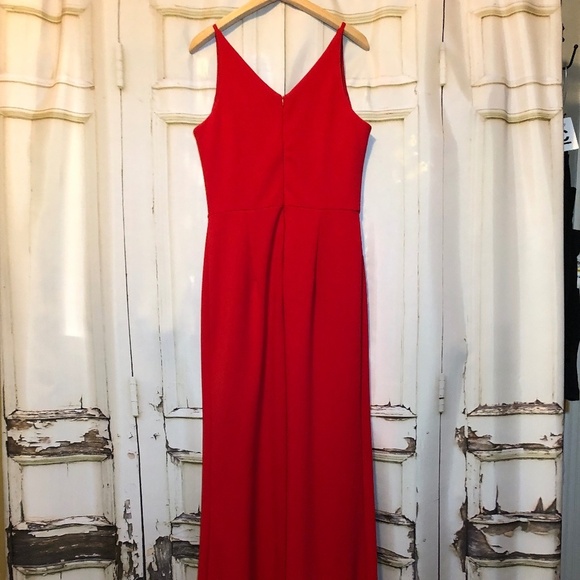 Ruby Red! Betsy & Adam Plunging Ruffled Red Gown - NWO… - Picture 7 of 16